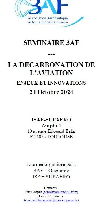 SEMINAIRE 3AF --- LA DECARBONATION DE L'AVIATION ENJEUX ET INNOVATIONS