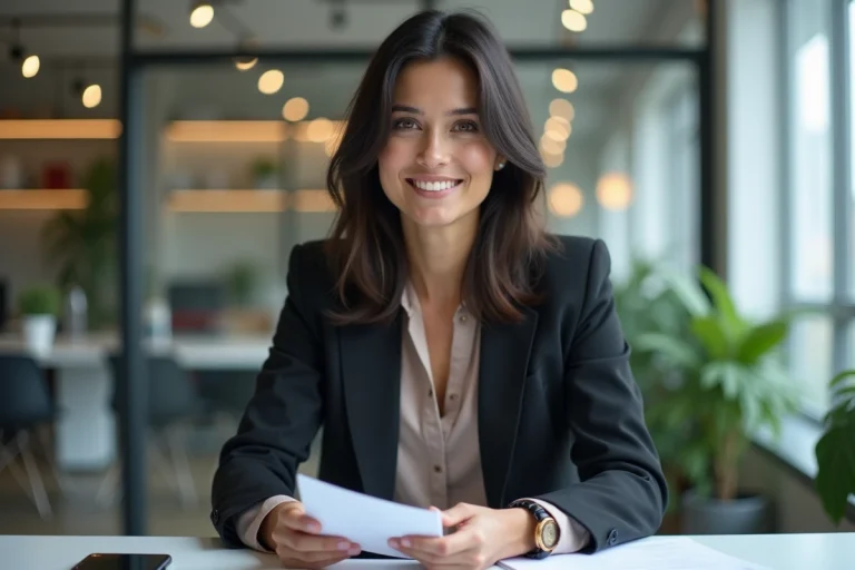 Annabel Fam dans un bureau moderne en réunion professionnelle