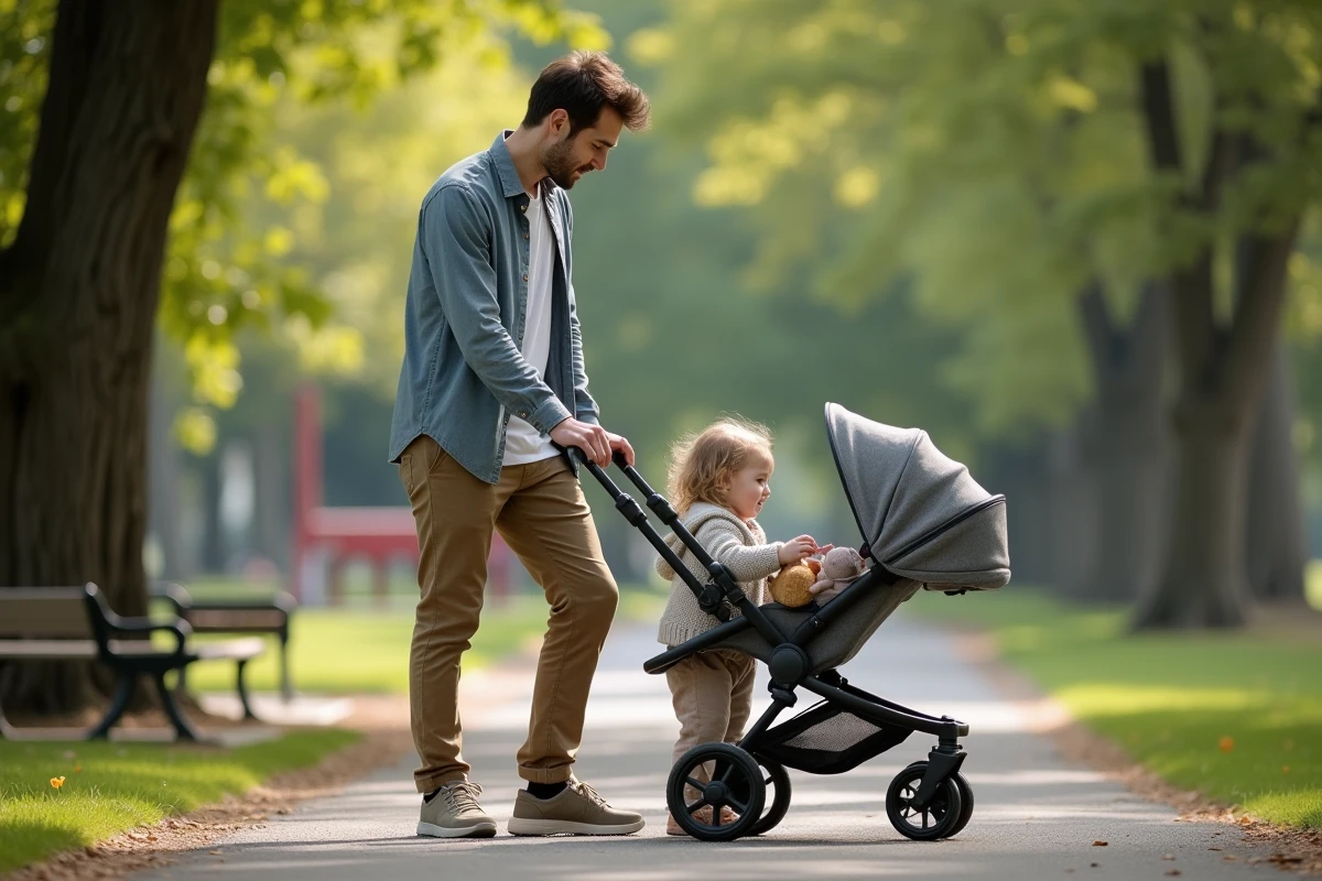 Papa attentif avec sa fille dans un parc en plein air